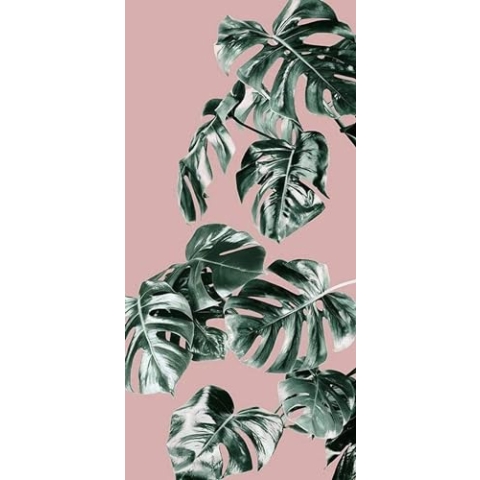 Komar Vlies Fototapete - Monstera Rosé Panel - Größe 100 x 250 cm (Breite x Höhe) - Wand Tapete Wohnzimmer Schlafzimmer Büro Flur Dekoration Wandbild - P016A-VD1