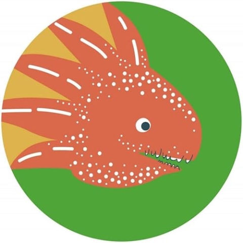 Komar DOT runde und selbstklebende Vlies Fototapete - Little Dino Proto - Ø Durchmesser 125 cm - Wandtattoo, Dinosaurier, Wandsticker, Kinderzimmer, Wandtattoo - D1-069