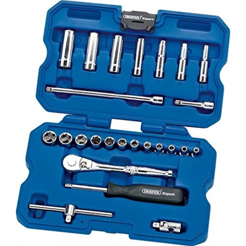 DRAPER EXPERT 02348 Metrische Hi-Torq-Stecknüsse 1/4-Zoll Vierkantantrieb metrisch Socket Set, 02348