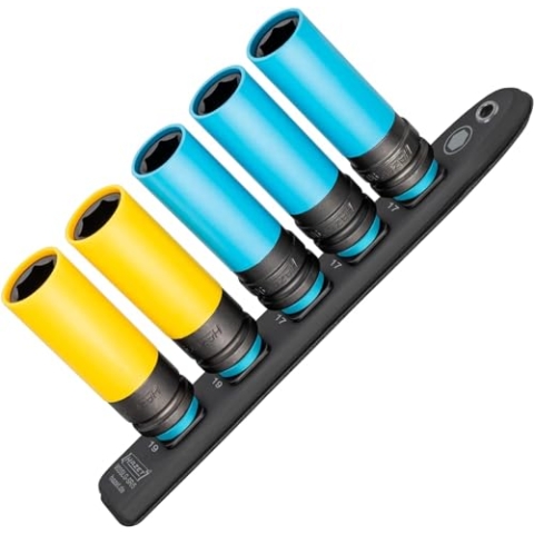 HAZET Smart-Rail 903Slg-SR/5 I magnetische Unterseite, 5 Steckplätzen, robuster Drehverriegelung, Antrieb: Vierkant 12,5 mm (1/2 Zoll) I Kunststoff-Steckleiste perfekt für den Reifenwechsel