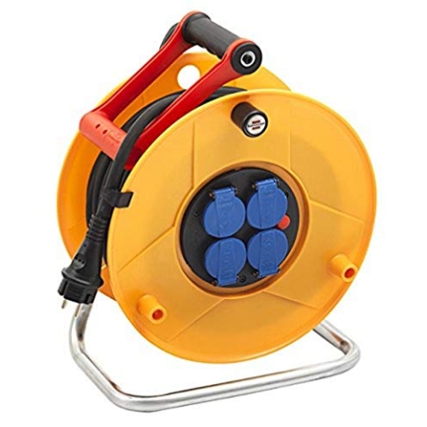 Brennenstuhl Kabeltrommel Standard Pro, 25 m (IP44, Kabelpilot), französisches Produkt, Gelb