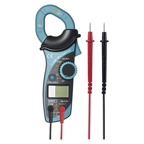 EMOS Digitaler Zangenmultimeter mit Ledertasche, Clamp Meter, Spannungsprüfer, Volttester, Spannungstester, AC, DC Multimeter mit Memory