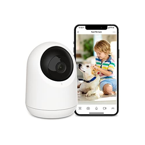 SwitchBot Überwachungskamera Innen, WLAN Kamera mit 360°/115° Sichtfeldabdeckung, Personenerkennung, Bewegungsverfolgung, 2-Wege-Audio, IR-Nachtsicht, kompatibel mit Alexa, nur 2,4Ghz (1080P)