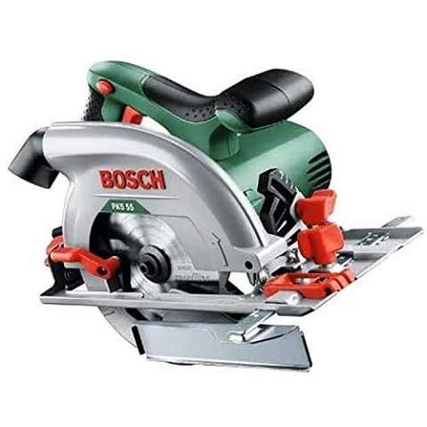 Bosch Handkreissäge PKS 55 (1200 W, 160 mm Sägeblatt, Schnitttiefe bis 55 mm, kompaktes Design)