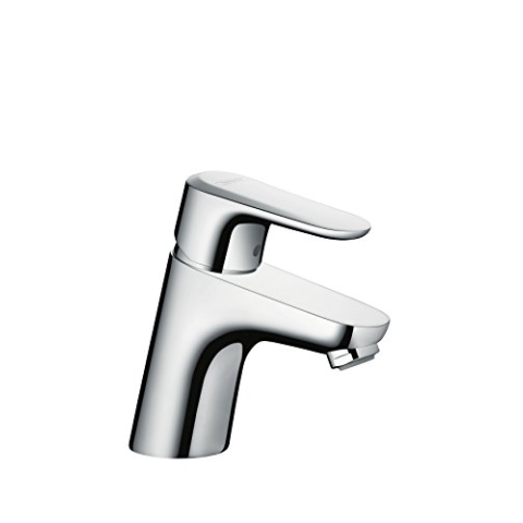 hansgrohe Waschtischarmatur Eos M, Wasserhahn Bad mit Auslaufhöhe 50mm, mit Push-Open Ablauf, energiesparend, Chrom