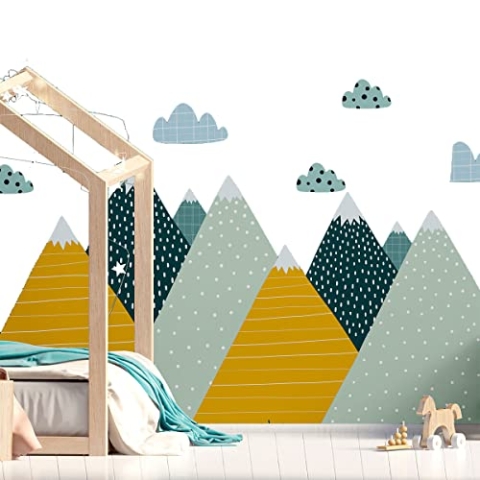 Ambiance Sticker Vliestapete Riesenfresken Vorgekleistert -Skandinavischer Berg Ziska - Dekoratives Etikett | H80 x L120 cm