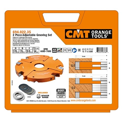 CMT ORANGE TOOLS 694.022.35-2-TEILIGES MESSERKOPFSET FÜR VERSTELLBARE NUTEN HM D=170X20-39X35