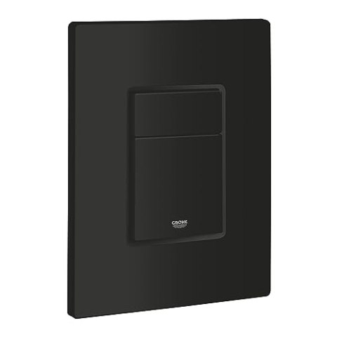 GROHE Even, Abdeckplatte WC (Betätigungsplatte wassersparend, Anti-Fingerprint Oberfläche, 2-Mengen Spülung, Drückerplatte für den Spülkasten), schwarz, 389662430