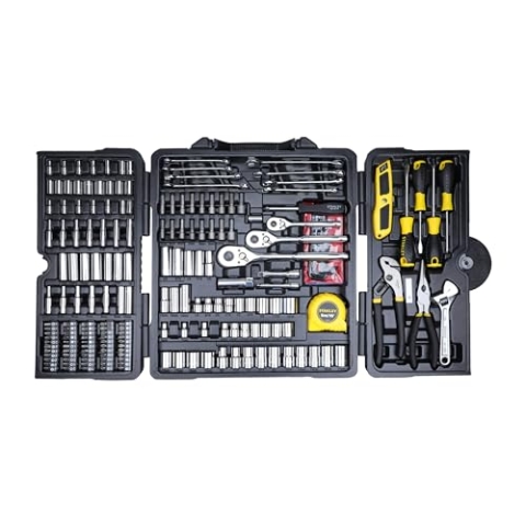 Stanley 73795 Werkzeugkoffer, 210 Teile, poliertes Chrom