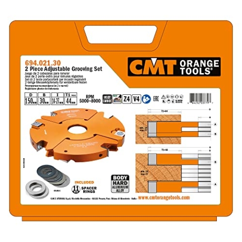 CMT ORANGE TOOLS 694.021.30-2-TEILIGES MESSERKOPFSET FÜR VERSTELLBARE NUTEN HM D=150-