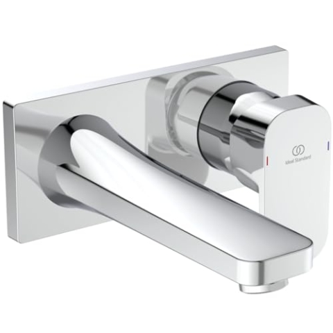 Ideal Standard A6334AA Tonic II Wand-Waschtischarmatur Wandmontage, Bad-Wandarmatur mit Auslauf, Mischbatterie Wasserhahn, Wassersparend, Chrom