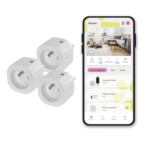 OMAJIN by Netatmo Set mit 3 Steckdosen (Typ E) programmierbar, Verbrauchsverfolgung, Fernbedienung, Energiezähler, kein Hub erforderlich, WLAN 2,4 GHz/Bluetooth, 16 A/3680 W, OBU-3SP-FR