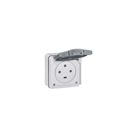Legrand LEG91656 Wasserdichte Steckdose Aufputz-E-Steckdose, 20 A 3p IP55 ik08 in Abschnitt t 90 x 90 cm, Grau