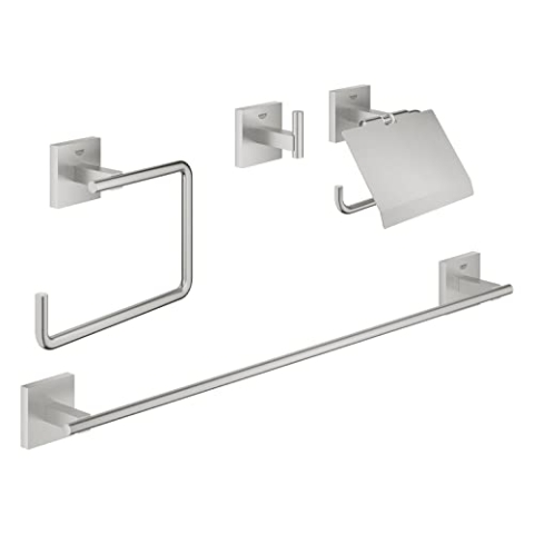 GROHE Start Cube - Bad-Set 4-in-1 (verdeckte Befestigung, langlebig), supersteel, 41115DC0