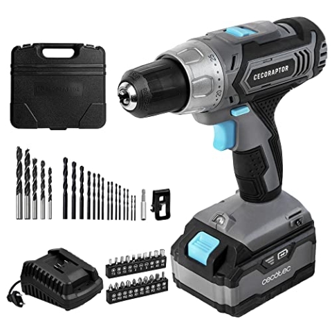 Cecotec Bohrmaschine CecoRaptor Perfect Drill 4020 Advance. 20 V 4.000 mAh Akku, DC 775 Motor, Leerlaufdrehzahl 0-400 / 0-1.550 U/min, max. Drehmoment 46 Nm mit 25+1 Drehmomentstufen