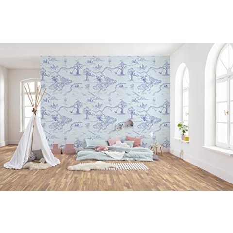 Komar Vlies Fototapete | Winnie Pooh Pat | Größe: 400 x 280 cm (Breite x Höhe), Bahnbreite 50 cm | Tapete, Wandbild, Dekoration, Wandbelag, Kinderzimmer, Schlafzimmer | DX8-032, blau