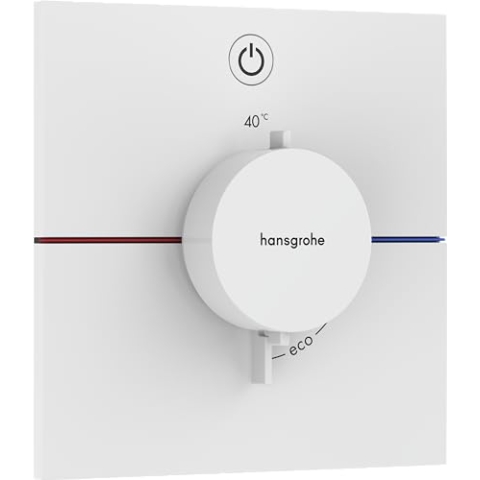 hansgrohe ShowerSelect Comfort E - Thermostat Unterputz, Armatur mit Sicherheitssperre (SafetyStop) bei 40° C, eckiges Thermostat, Mischbatterie für 1 Verbraucher, Mattweiß