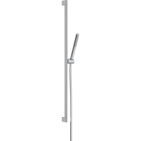 hansgrohe Pulsify S - Duschset mit Duschkopf wassersparend (EcoSmart+, PowderRain-Strahl), Duschschlauch (1,60 m) und Duschstange (0,90 m), Chrom, 24383000