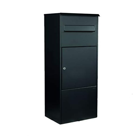 MEFA Paketbriefkasten Oak 480 (Farbe Tiefschwarz Struktur, Paketeinwurf, Postkasten mit Schloss, Größe 1010x421x344 mm) 480100M