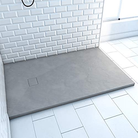 Schüssel zum Aufstellen, aus SMC-Verbundwerkstoffen, Schiefer-Finish, grau, 90 x 140 cm, Rock 2 Grey 90