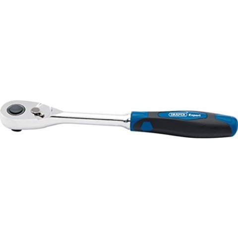 Draper Expert Sq. Niedrigprofil Hebel-Umschaltknarre mit Weichem Griff, 60-Zahn 3/8"