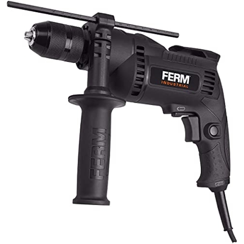 FERM Profi Schlagbohrmaschine 710W - Schnellspannbohrfutter - Mit Soft griff - Seitengriff - Bohrtiefenanschlag - 3m Kabel