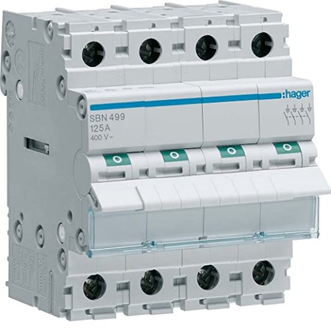 Interruptor modular, 4 polos, 125A