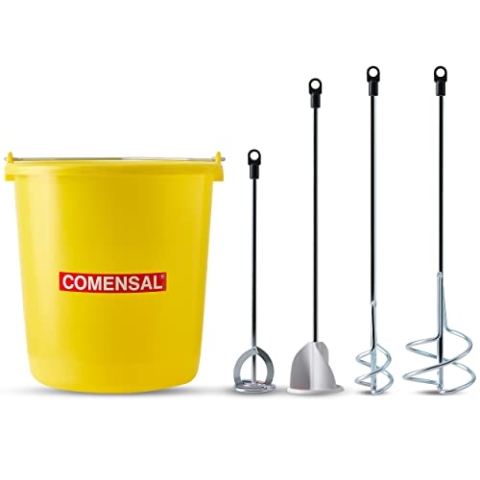 COMENSAL® Mörtelrührer Set - 2x 60, 80, 100 mm - für Farben Lacke Dünnflüssige Klebstoffe - Rührwerk - Superbaueimer 14l - Made in EU