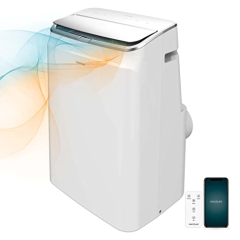 Cecotec Tragbare Klimaanlage mit Fernbedienung, WLAN und Wärmepumpe Forceclima 12800 Soundloses Heizung angeschlossen. 12000 BTU, LED -Bildschirm, 5 Modi, Abdeckung 28 M2