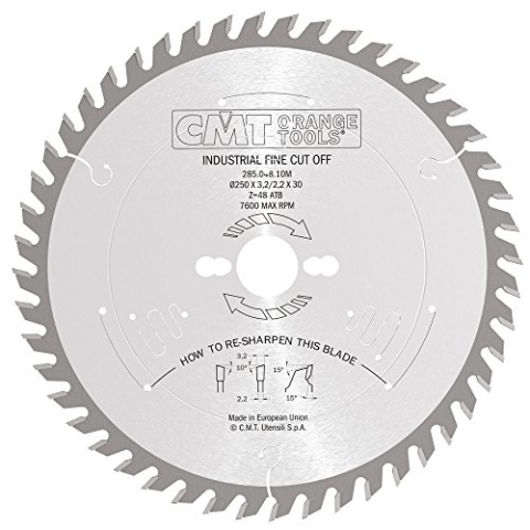 CMT Orange Tools Kreissägeblatt HW 250 x 3,2 / 2,2 x 30 Z=48 10° ATB - 285.048.10M - für Querschnitte