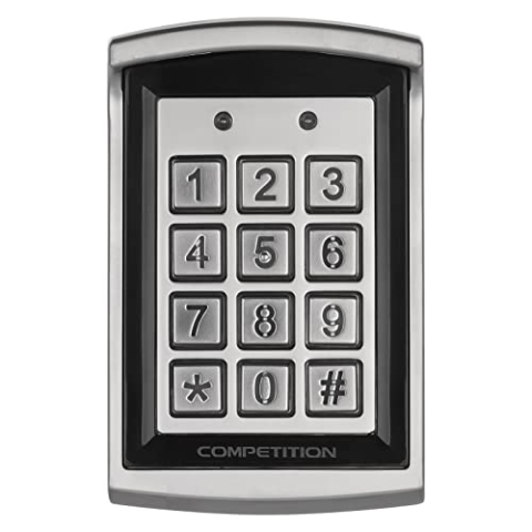 EMOS Zugangskontrolle Tastatur mit integriertem RFID Lesegerät, Codeschloss für Türe und Tore, wasserdichte Schloss-Tastatur für RFID Karte/Chips, Tür Access Control, H8011, Silbern