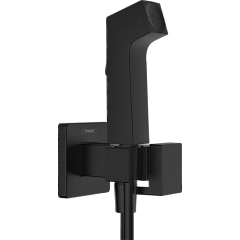 hansgrohe Bidette Handbrause E mit 1 wassersparenden Strahlart (EcoSmart), inkl. Absperrventil, Brausehalter und Brauseschlauch 1,25 m, für Warmwasser, Mattschwarz, 29233670