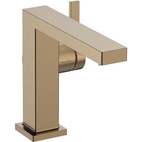 hansgrohe Tecturis E - Waschtischarmatur ohne Ablauf, energiesparend (CoolStart), Wasserhahn Bad mit Auslauf Höhe 133 mm, Mischbatterie Waschbecken wassersparend (EcoSmart+), Brushed Bronze, 73021140