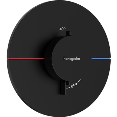 hansgrohe ShowerSelect Comfort S - Thermostat Unterputz, Armatur mit Sicherheitssperre (SafetyStop) bei 40° C, rundes Thermostat, Mischbatterie für 3 Verbraucher, Mattschwarz
