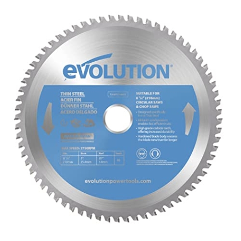 Evolution (T210TCT-68CS) - 210 mm Sägeblatt zum Schneiden von Dünnstahl - Metall-Sägeblatt mit Hartmetallbestückung erzeugt praktisch keine Hitze, Grate oder Funken