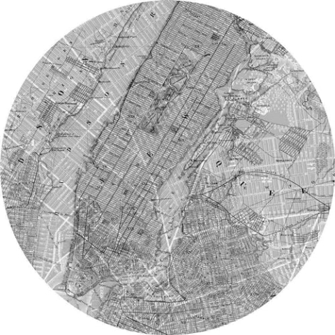 Komar DOT runde und selbstklebende Vlies Fototapete Map - Ø Durchmesser 125 cm - 1 Stück - NYC, New York, Stadtplan, Tapete, Dekoration, Wandtapete, Wandbild, Wandbelag, Designtapete - D1-056