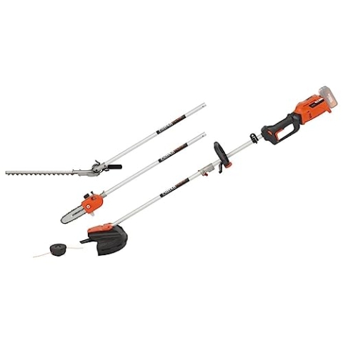 POWER plus Dual Power Batteriebetriebenes Garten-Multitool POWDPG7553-40V 4-in-1 Gartengerät, Heckenschere, Rasentrimmer, Kettensäge und Freischneider mit Akku, ohne Batterie und Ladegerät