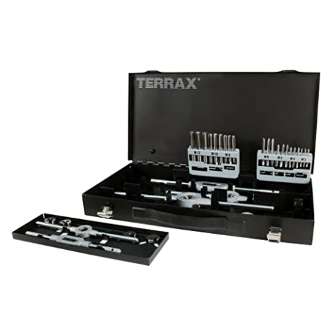 TERRAX A245020 - Juego herramientas de roscar 37 piezas - Estuche metálico