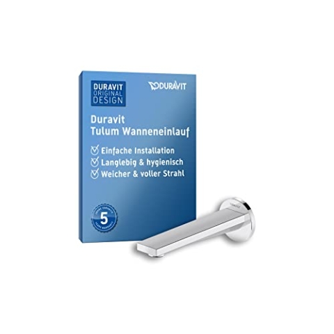 Duravit Tulum Wanneneinlauf, Badewanneinlauf mit runder Wandabdeckung, Zulauf Badewanne, Chrom