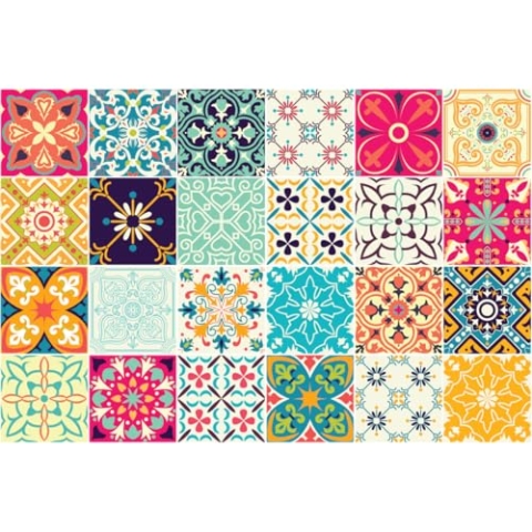 Ambiance Sticker Wandfliesen, selbstklebend, für Küche und Badezimmer, Zementfliesen, Azulejos Agostina – 24 Aufkleber à 40 x 40 cm