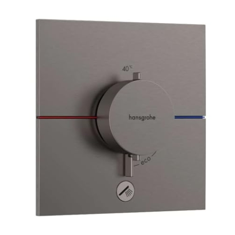 hansgrohe ShowerSelect Comfort E - Thermostat Unterputz mit zusätzlichem Abgang, Armatur mit Sicherheitssperre (SafetyStop) 40°C, eckiges Thermostat, Mischbatterie, 1 Verbraucher, Brushed Black Chrome