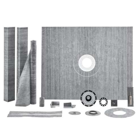 VEVOR Duschkanten-Set, 1219 x 1524 mm Duschwannen-Set mit PVC-Mittelflansch, wasserdichter Membran, Edelstahlrost und Fugendichtung, Duschwannen-Gefällestäbe passend für Badezimmer