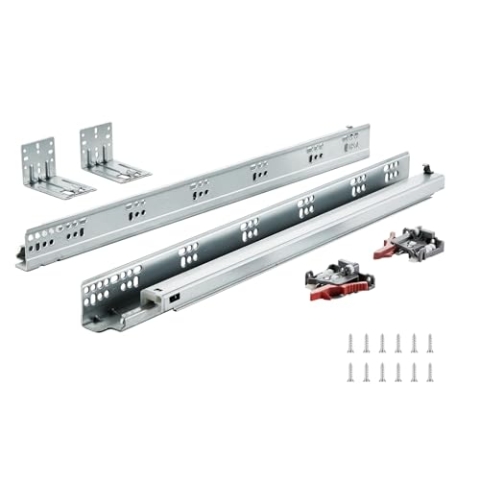 VEVOR 6 Paar 533,4 mm Schubladenboden-Seitenhalterungsschienen, robuste Kugellager-Verlängerung, Stahlschiene, sanft schließend, geräuschlos, Führungsschienen, Schrank, Küche, Läufer mit