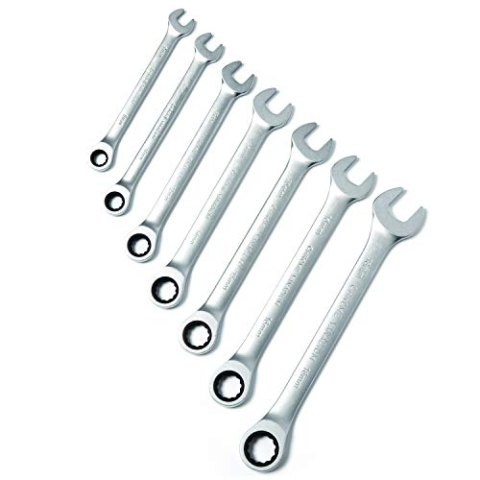 Schraubenschlüsselsatz mit Knarrenmechanismus, Metrisch, 7-teilig