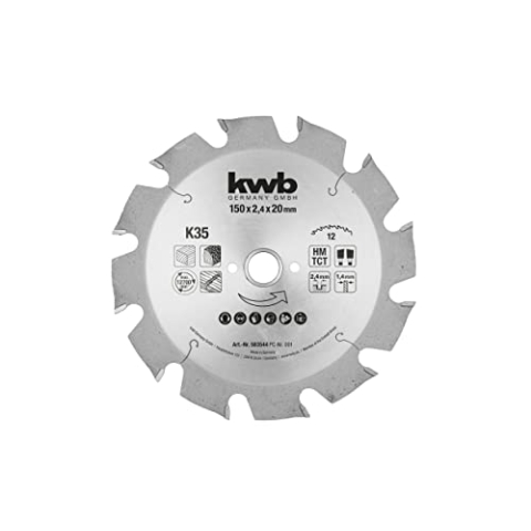 kwb Kreissägeblatt 150 x 20 mm, Made in Germany, sehr schneller Schnitt, Sägeblatt geeignet für Konstruktionshölzer, Gipskarton und Bauholz