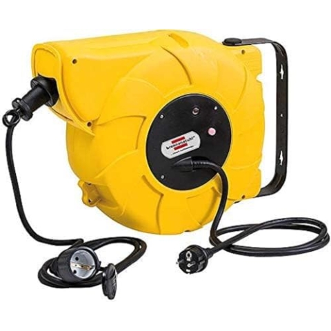 Brennenstuhl Automatik IP44 / Automatik beben Kabelaufroller für den Außenbereich (16+2m Kabel, für Wand- und Deckenmontage, IP44) gelb
