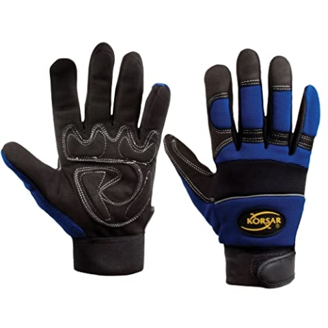 SW-Stahl 11552L Mechanikerhandschuhe Größe 10 I Antivibrationshandschuhe I Spandex Handschuhe schwarz/blau I Montage Handschuhe waschbar I Arbeitshandschuhe Gr 10 I gepolsterte Handschuhe für Arbeit