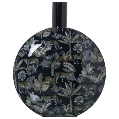 JARRÓN METAL ESMALTADO LEOPARDOS_32X13X40CM