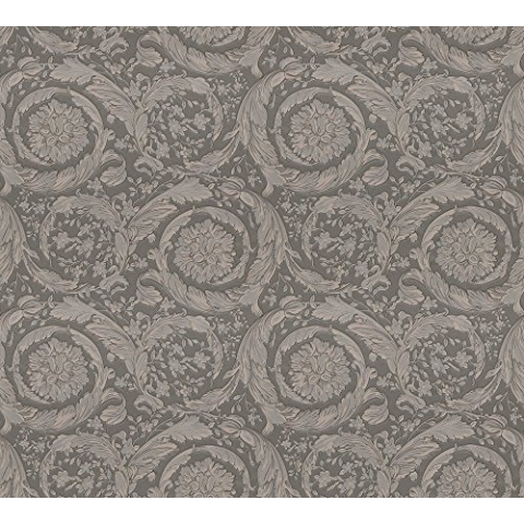 VERSACE WALLPAPER Vliestapete Barocco Flowers Luxustapete mit Ornamenten barock 10,05 m x 0,70 m braun grau metallic Made in Germany 935836 93583-6