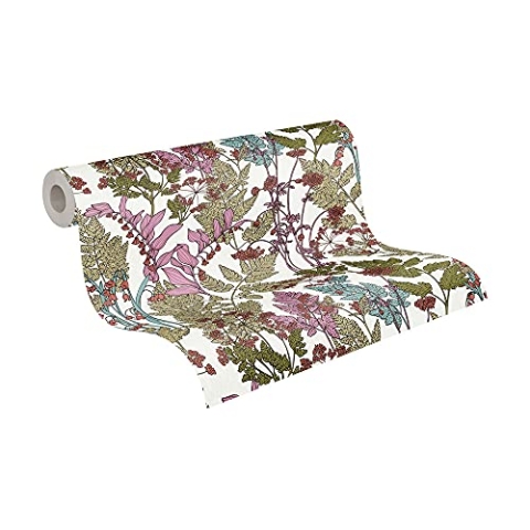 Architects Paper Blumentapete Floral Impression Tapete natürlich PVC-freie Vliestapete bunt grün blau rosa creme matt glatt 377513 37751-3, 10.05 m x 0.53 m